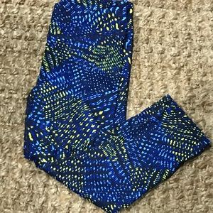 Fabletics Blue and Yellow Patterned Legging